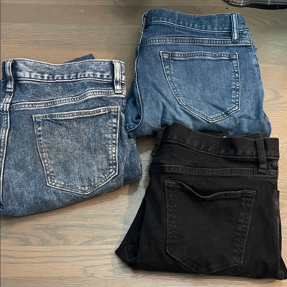 Blue and Black Denim Jeans